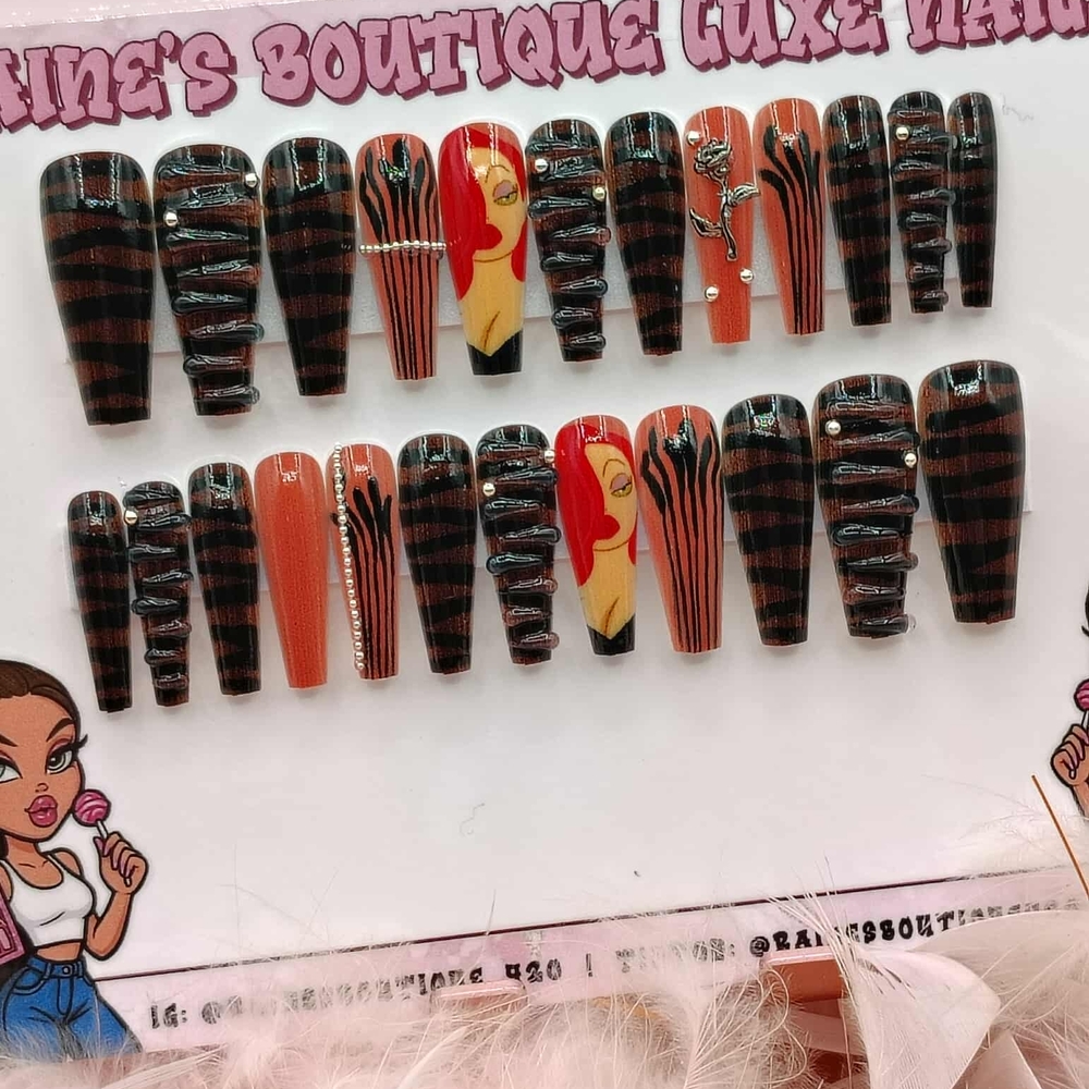 Luxe Nails Black and Orange Press-On Nails